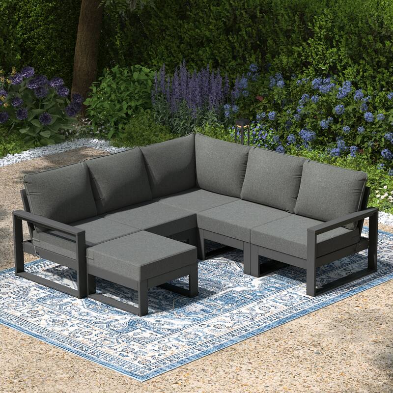 Endless Patio 6-Piece Deep Seating Set with Ottoman with Gray Frame