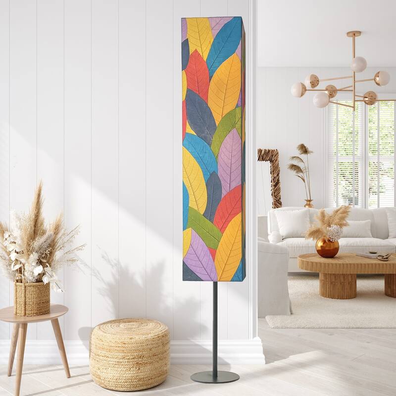 Eangee Handmade Sequoia Giant Floor Lamp, Cocoa Leaves Shade, 12 x 10 x 72 in. - 10 x 8 x 72