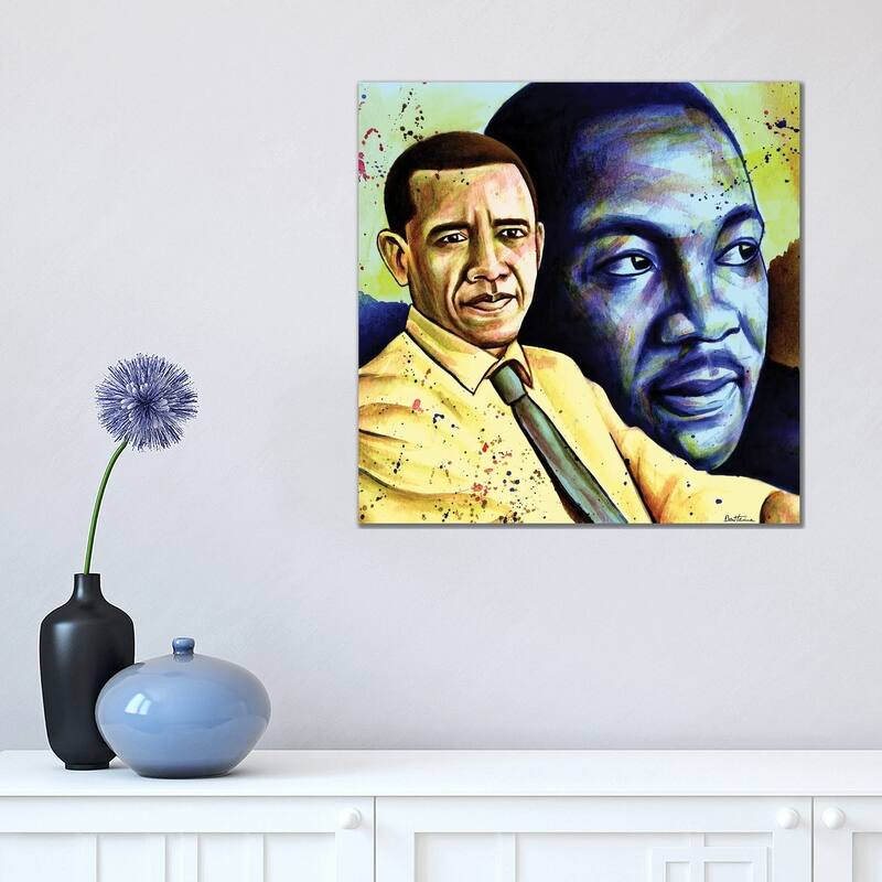 iCanvas "Obama And L. King" by Ben Heine Canvas Print - 18x18x1.5