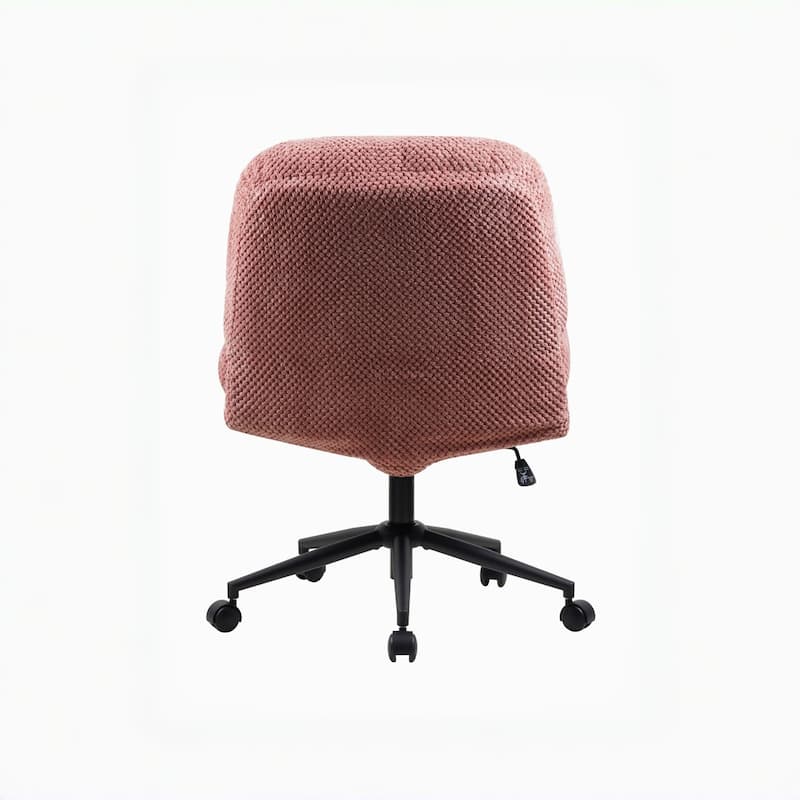 Pink Ergonomic Office Chair with Wide Thickened Seat, Crossed Legs and Wheels