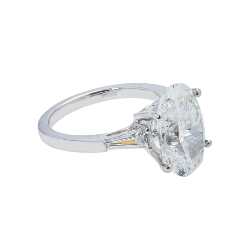 House Of Leon 18K White Gold 5.52ct Oval Triple Diamond Engagement Ring 6.02ctw GIA