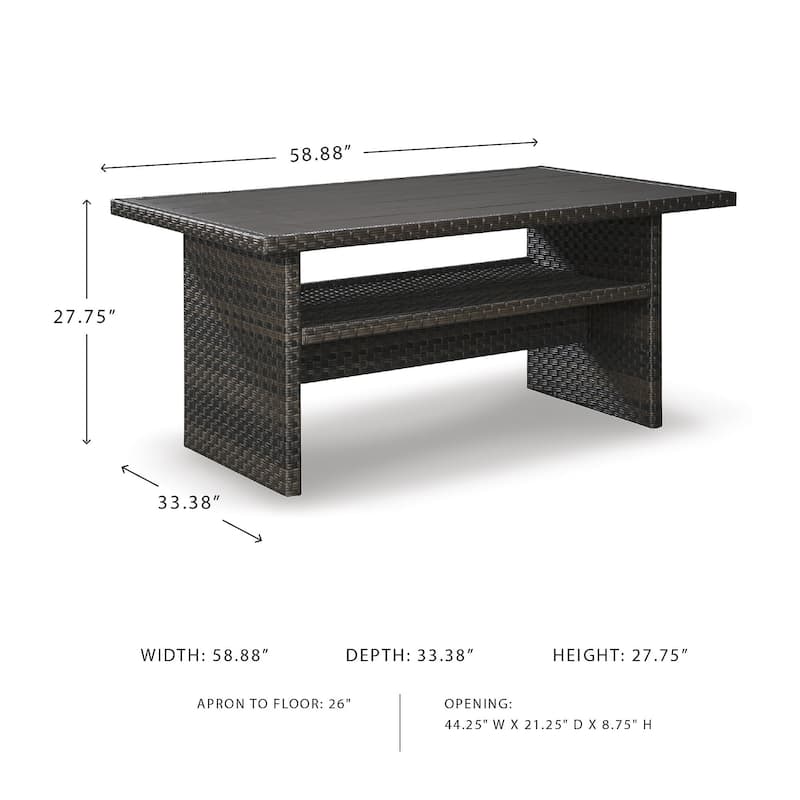 Signature Design by Ashley Easy Isle Dark Outdoor Brown Rectangular Table - 58.75" W x 33.5" D x 27.75" H