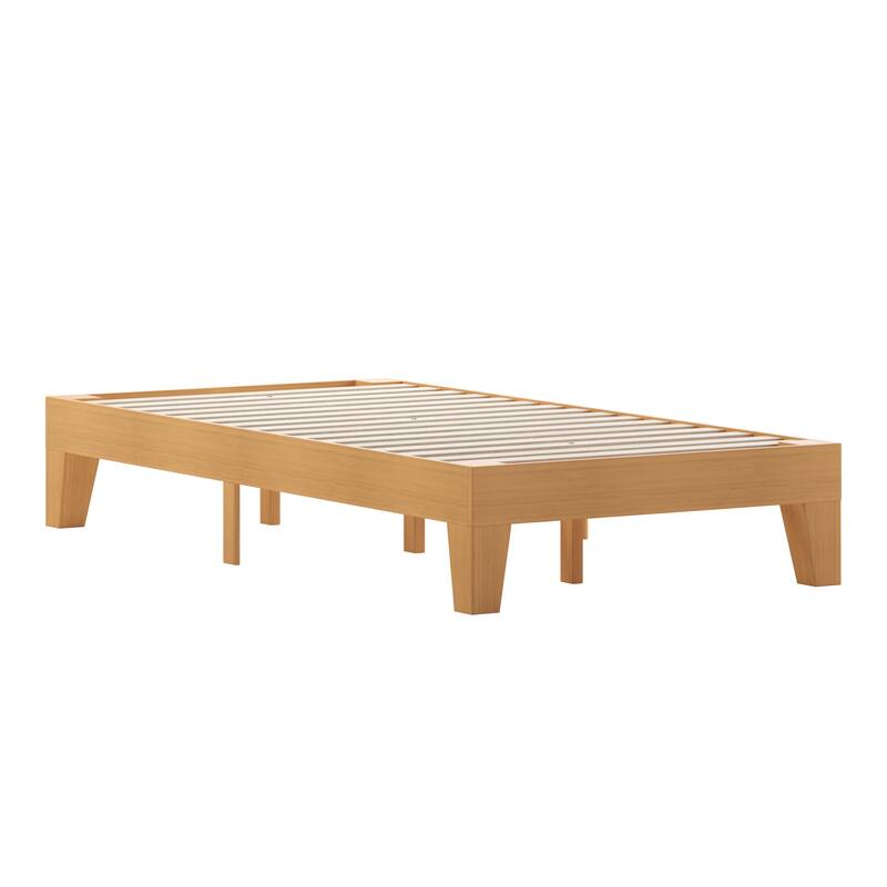 Wood Platform Bed with 14 Wooden Support Slats