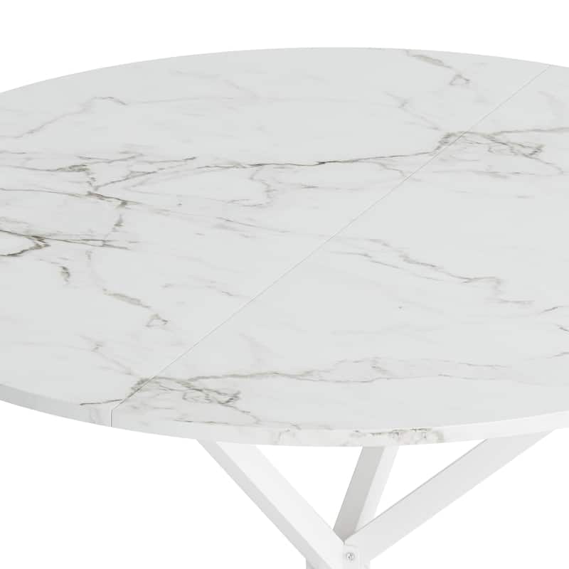 Modern Cross Leg Round Dining Table, Stylish Kitchen & Dining Room Table,Two Piece Removable Top, Matte Finish Iron Legs