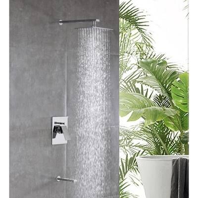 ALma Empolo Shower Set W / 8" Square Rain Shower and Tub Filler-Chrome Finish - 8' x 10'6"