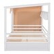 preview thumbnail 25 of 25, Multifunction Full Size House Bed Frame w/ 2 Drawers & Built-in Wardrobe(with Curtain), Wood Storage Bed Frame for Kids, Teens