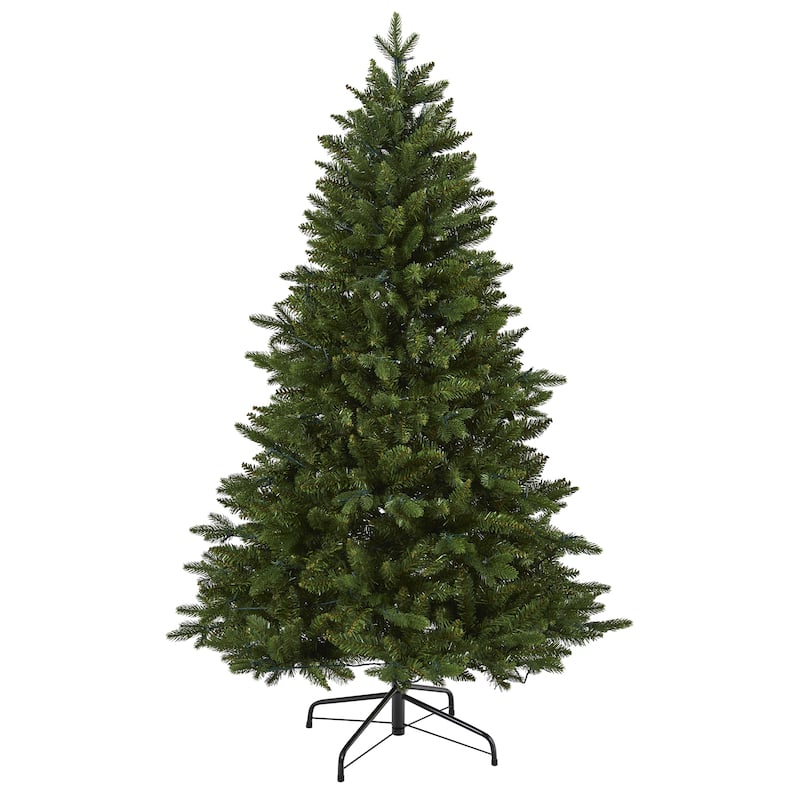5' Pre-Lit New Hampshire Fir Artificial Christmas Tree, Warm Clear LED Lights - 5 Foot