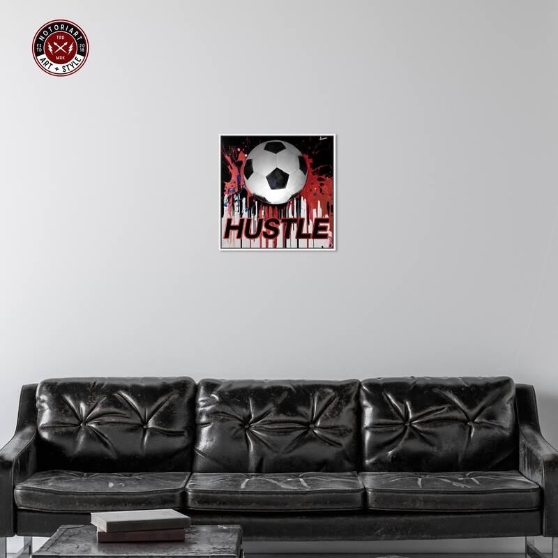 Notoriart Soccer Red Splash Framed Soccer 1 Piece Canvas Wall Art