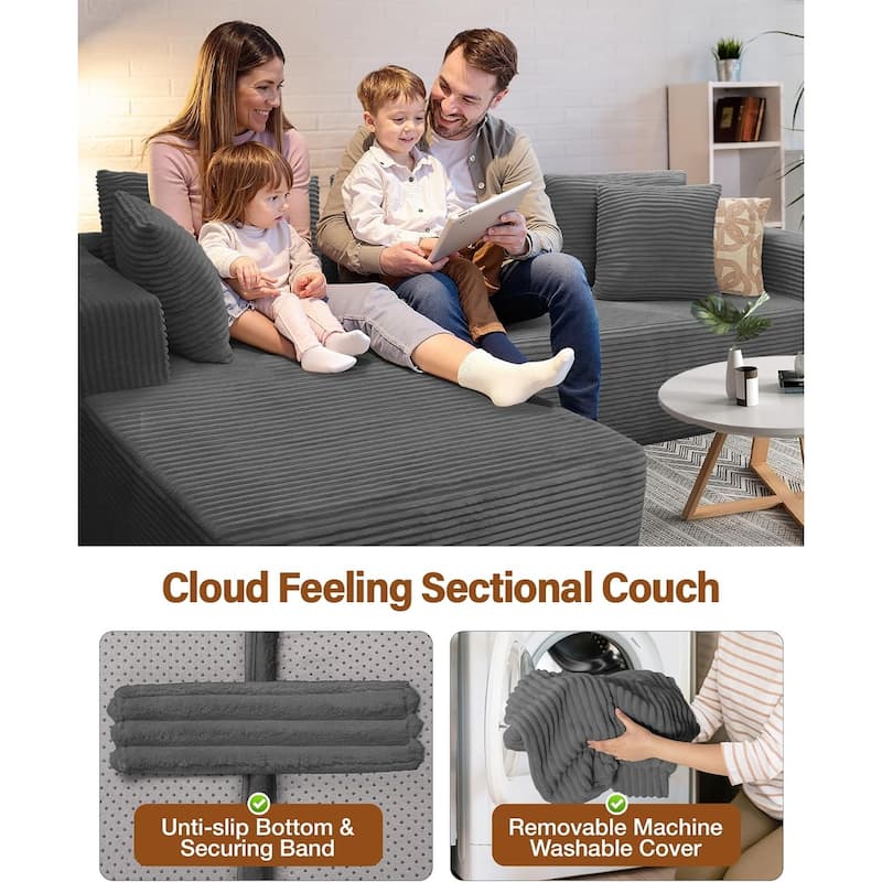 WINSOON 135"x69" Plush Modular Sectional Sofa with Pillows