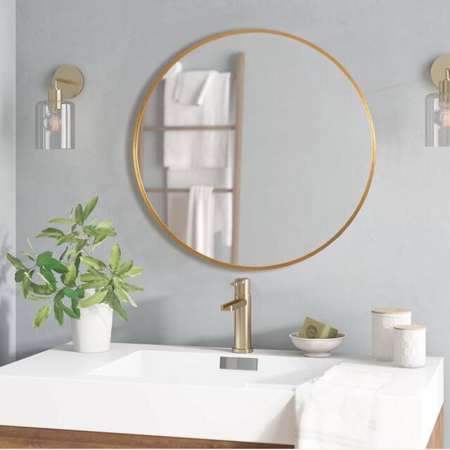 Neutypechic Modern Thin Frame Wall-Mounted Vanity Round Mirror
