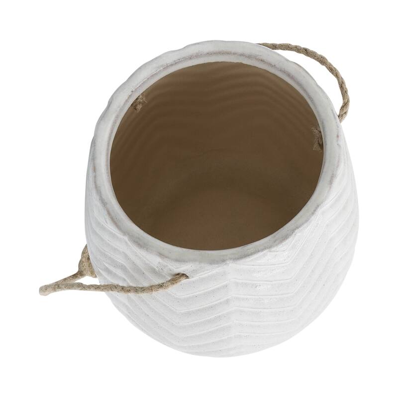 Sagebrook Home Neutral Textured Ceramic Hanging Planter