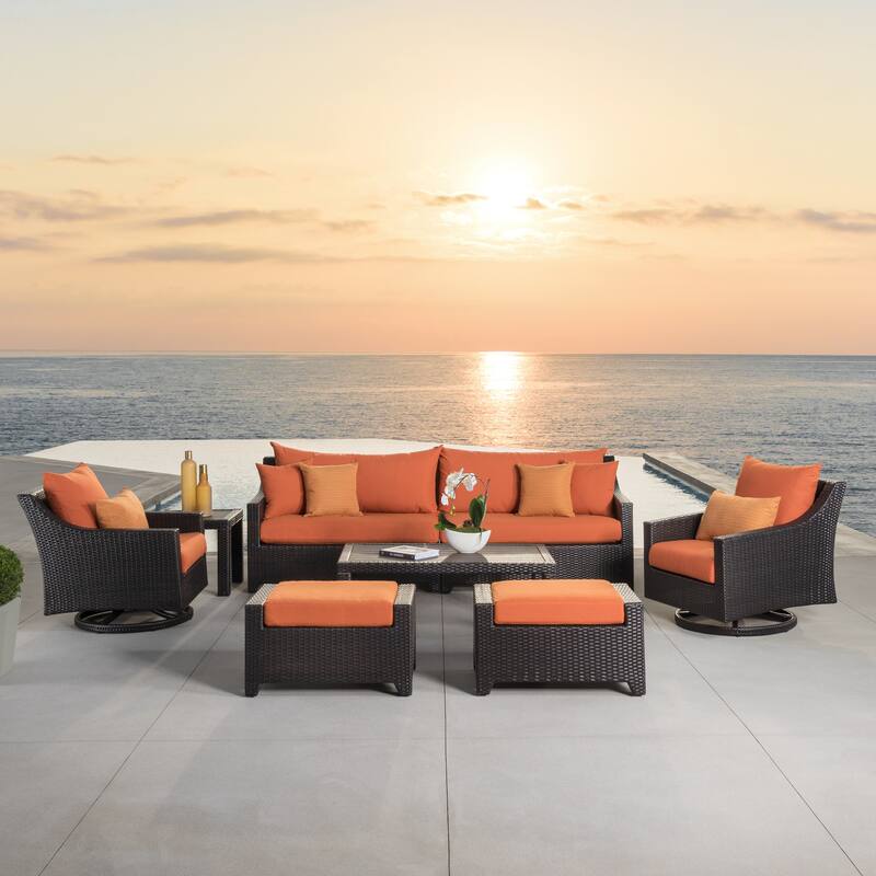 Deco 8 Piece Sunbrella Outdoor Patio Sofa & Motion Club Chair Set