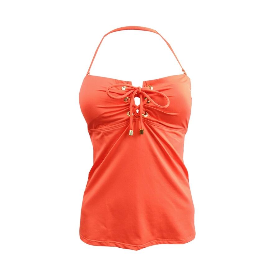 Lauren Ralph Lauren Women's Lace-Up Tubini Swim Top Swimsuit (12, Sunset)