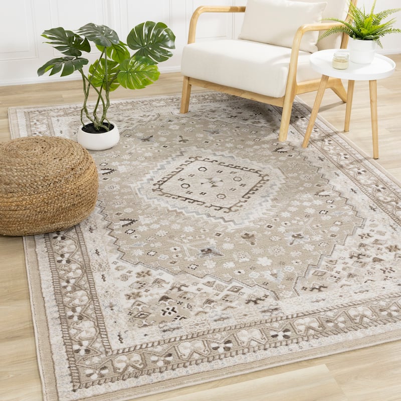 London Collection - Beige/Cream Traditional Area Rug
