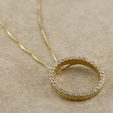 Auriya 0.15 to 1 1/2ctw Diamond Circle Necklace 14k Yellow Gold