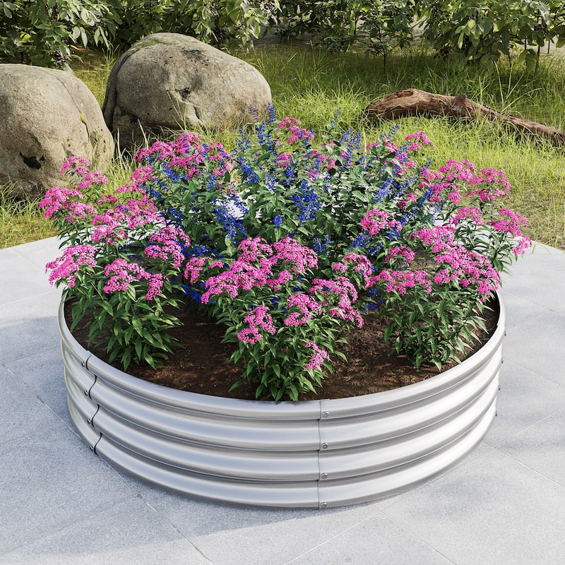 GDFStudio - Tall Round Metal Raised Garden Bed for Vegetables, Flowers, Herbs, and Fruits, Outdoor Backyard Patio Planter Box