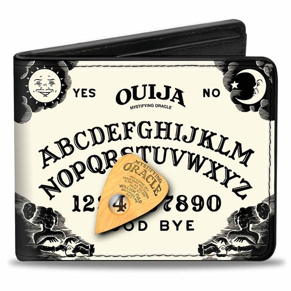 Ouija Mystifying Oracle Board Elements Planchette White Black Natural Bi Bi-Fold Wallet - One Size Fits most