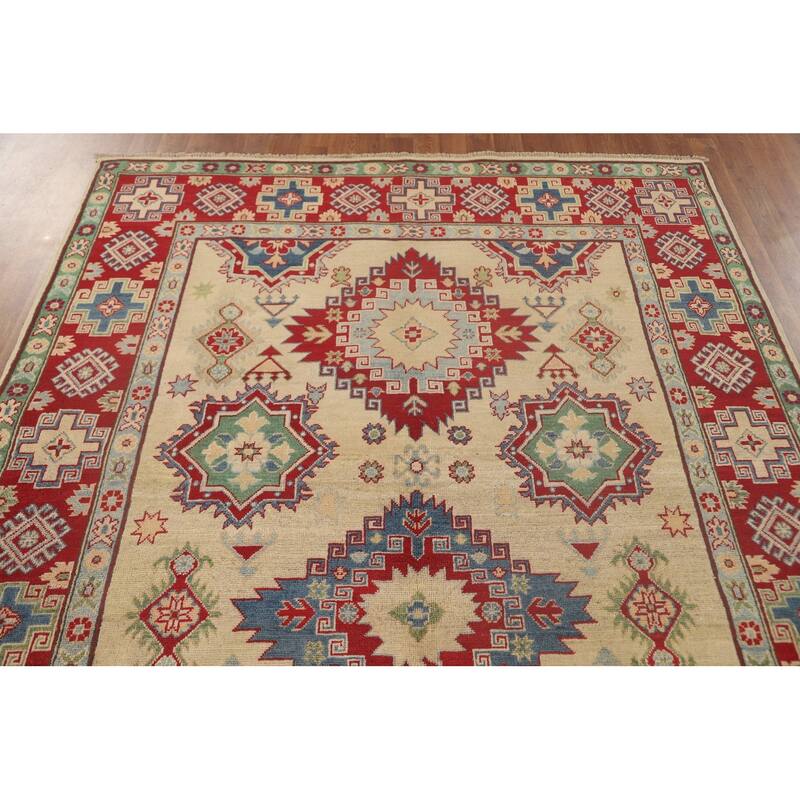 Kazak Oriental Area Rug Hand-Knotted Wool Carpet - 5'8" x 8'8"