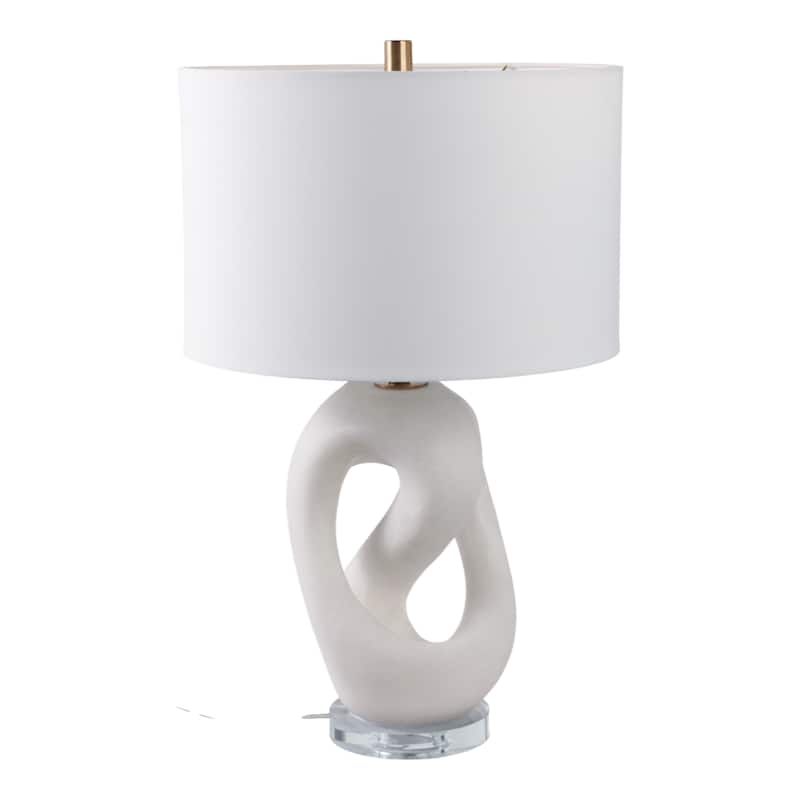 Stone Modern Table Lamp with Sculptural Base Fabric Shade - 25" White - 15" x 15" x 25"