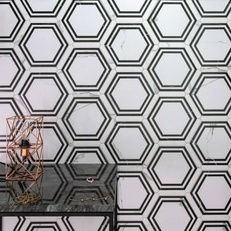 Kykuit 8.6x9.8 Satin Porcelain Hexagon Tile - Floor, Wall, Backsplash
