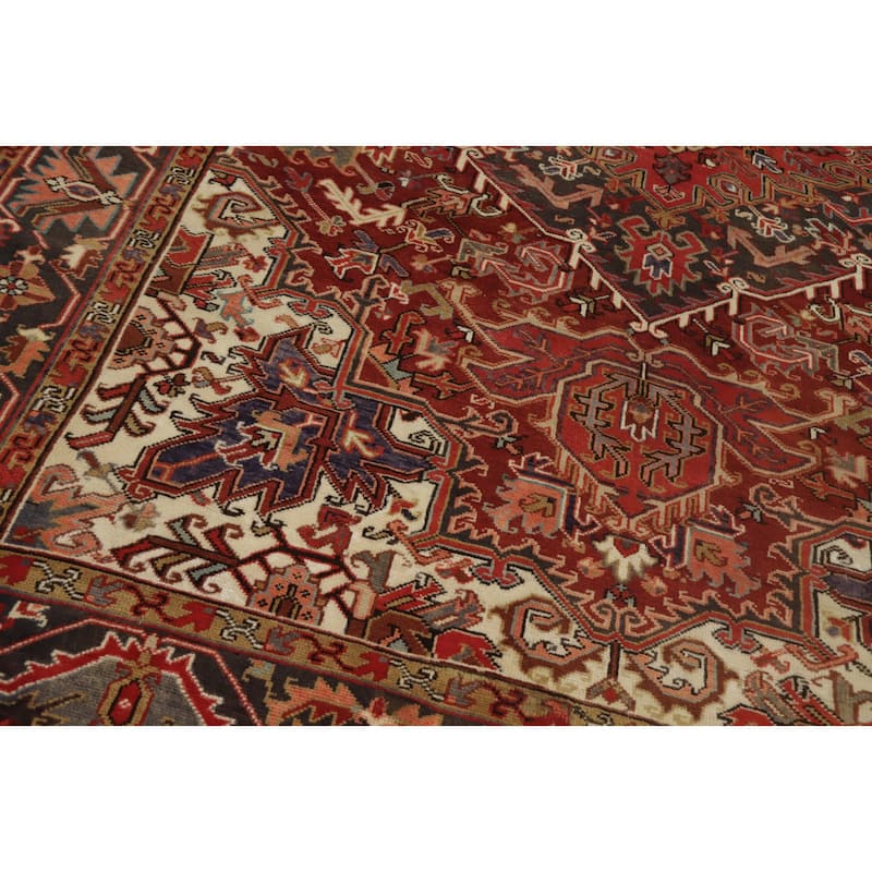 Hand Knotted Oriental 100% Wool Carpet Traditional Medallion Oranges & Rust Heriz Area Rug - 10' 7'' X 7' 9''