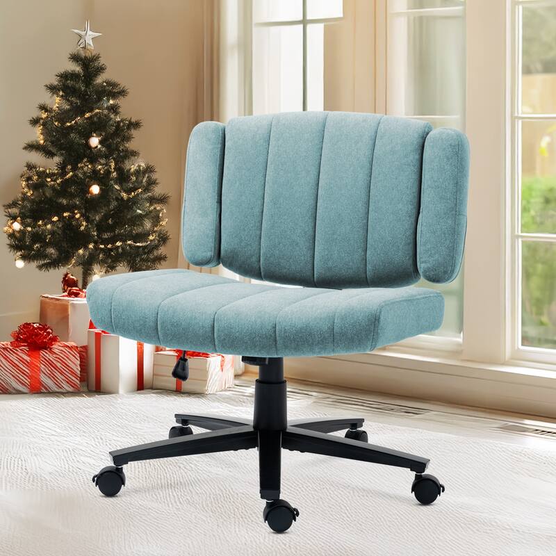 Fabric Criss Cross Swivel Office Chair, Computer Chair with Adjustable Height and Wide Seat, for Study Work Gaming, Blue