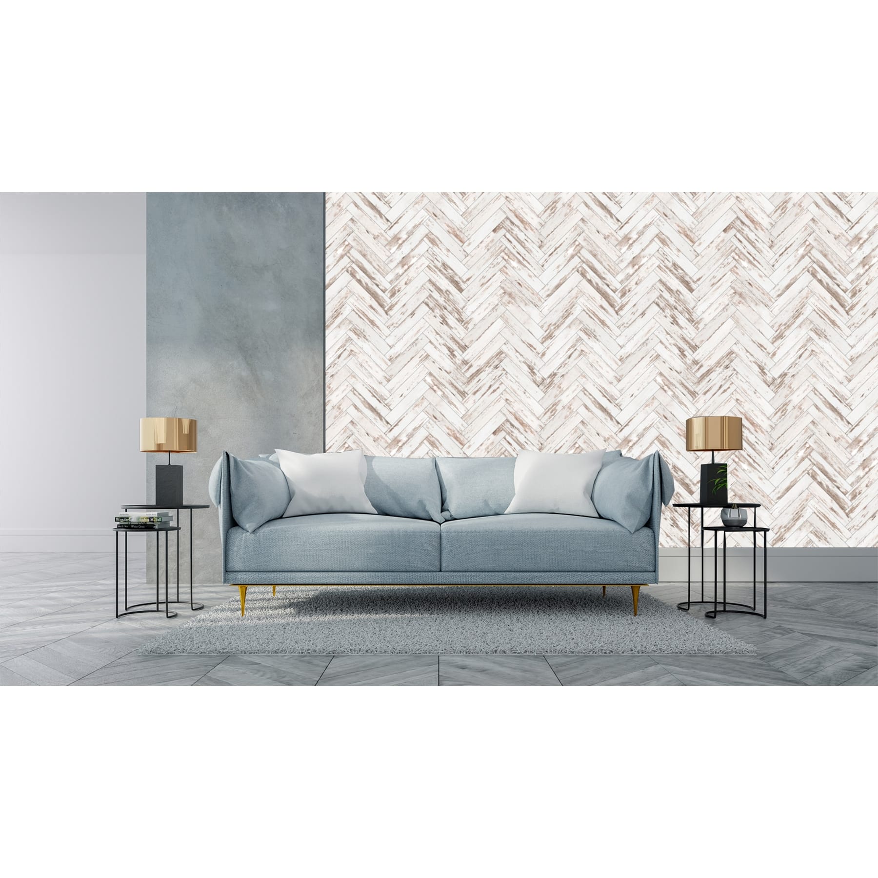 Rustic Wood Parquet Removable Wallpaper 10'ft H x 24''inch W Bed