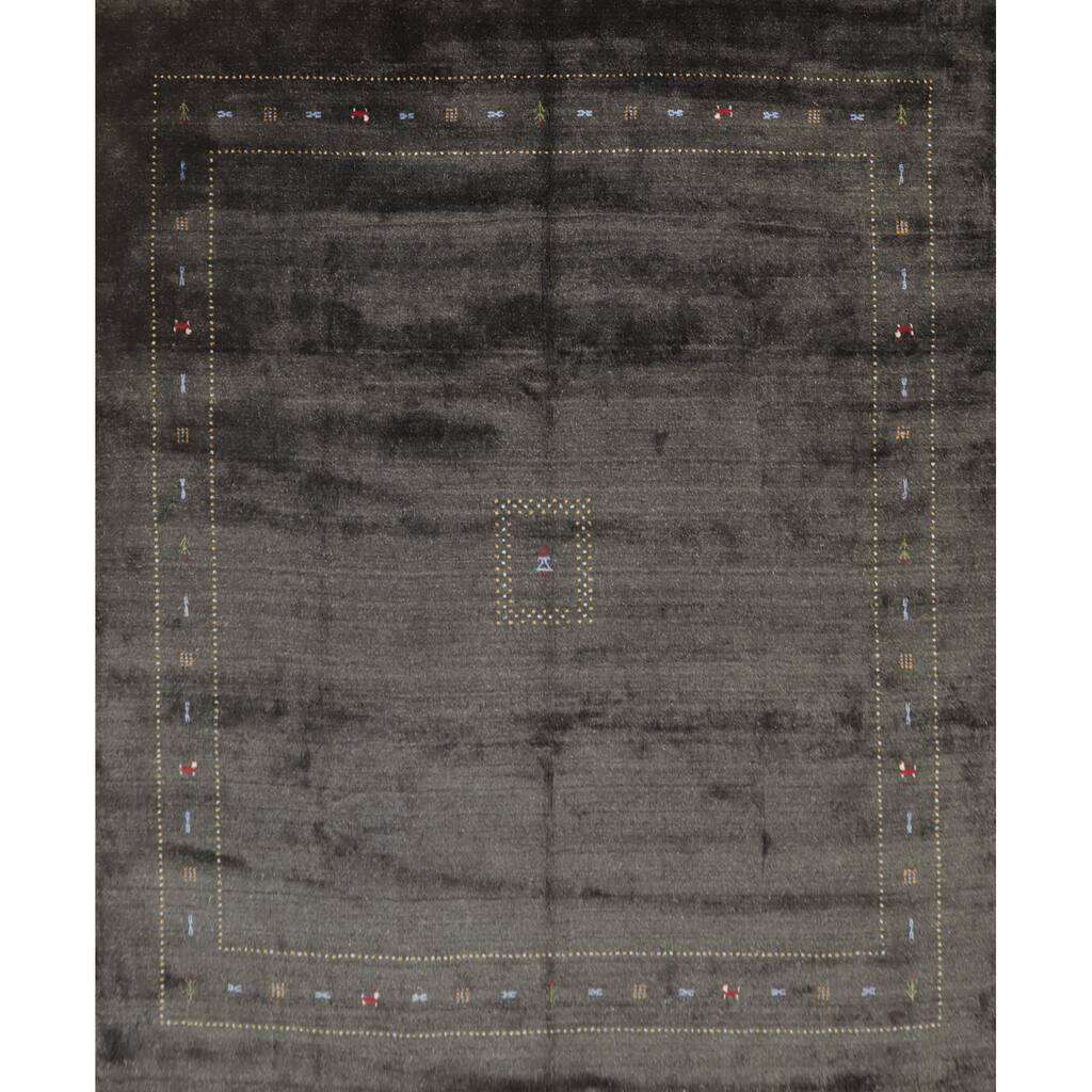 Hand Knotted Oriental 100% Wool Carpet Tribal Animal Pictorial Greys & Charcoal Gabbeh Area Rug - 10' 0'' X 9' 10''
