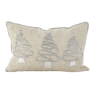 Holiday Trio Tree Poly Filled Throw Pillow