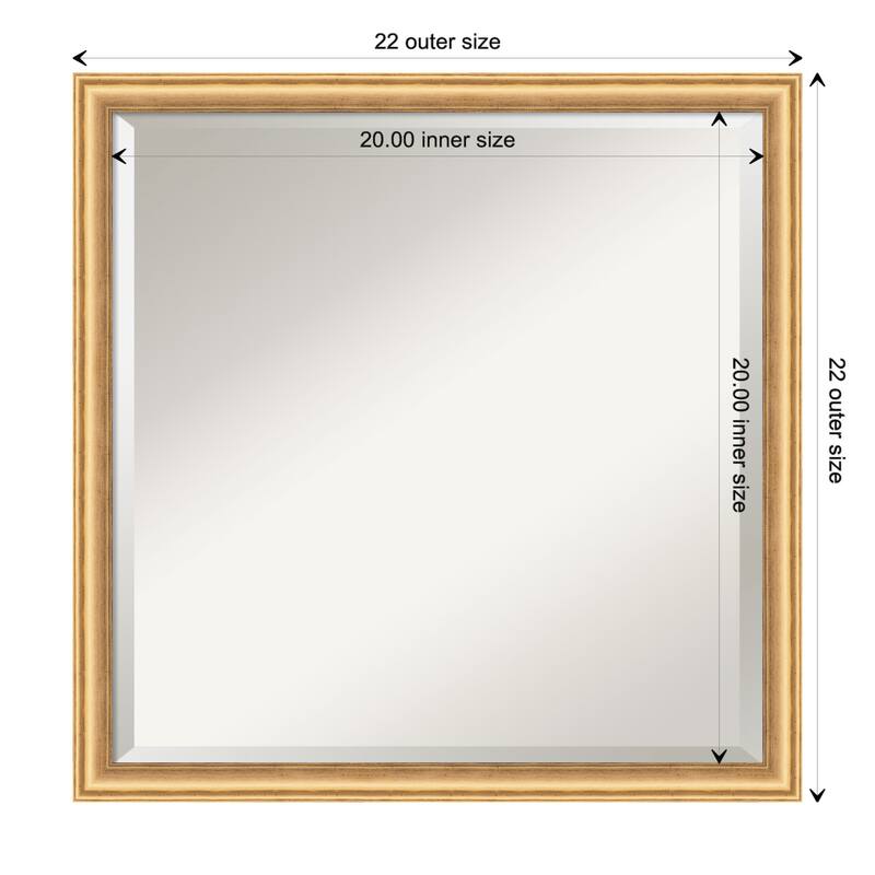 Salon Scoop Beveled Wood Framed Wall Mirror - Salon Scoop Gold - Glass Size 20x20