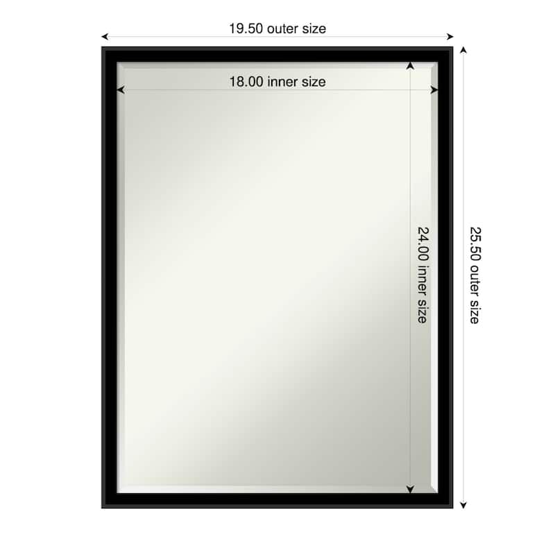 Incline Half-Inch-Bevel Wood Framed Wall Mirror - 20 x 26 in - Incline Black