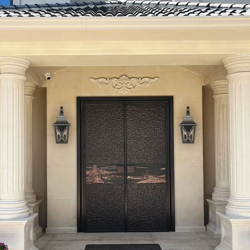 Black Outdoor Wall Lantern 2-Light Modern Waterproof Wall Sconce Light