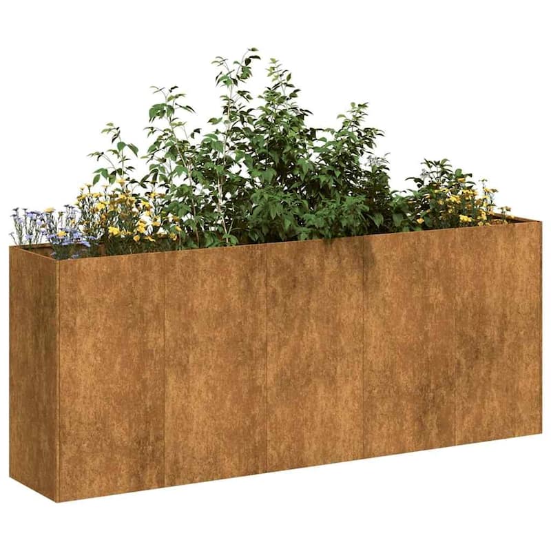 vidaXL Planter Raised Garden Bed Plant Flower Stand Rusty Weathering Steel - 15.7 x 78.7 x 31.5