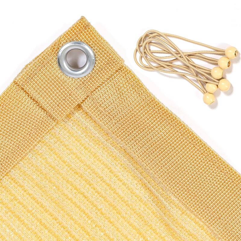 Shatex 12 ft. x 16 ft. 90% Shade Cloth Sunblock Fabric Cut Edge with Grommets UV Resistant , Beige - Commercial