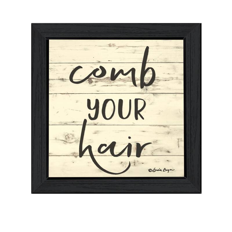 TrendyDecor4U Contemporary "Comb Your Hair" Framed Print Wall Art - Charcoal