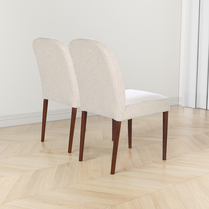 Mizu Solid Wood Japandi Style Linen Dining Chair (Set of 2)