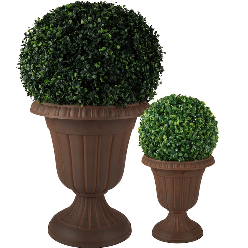 Pure Garden 16x18-Inch Outdoor Planter 2-Pack - Plastic Urn Planters