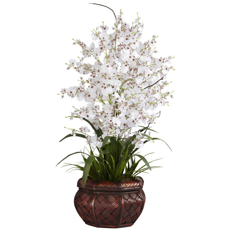 Silk Flower Arrangement with Vase - 30 Inch Coastal Home Decor - Artificial Flowers for Table Centerpiece - White - 16