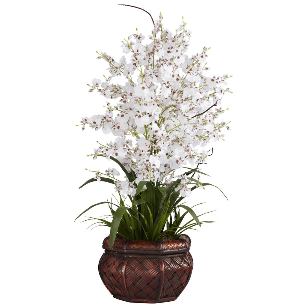 Silk Flower Arrangement with Vase - 30 Inch Coastal Home Decor - Artificial Flowers for Table Centerpiece - White - 16