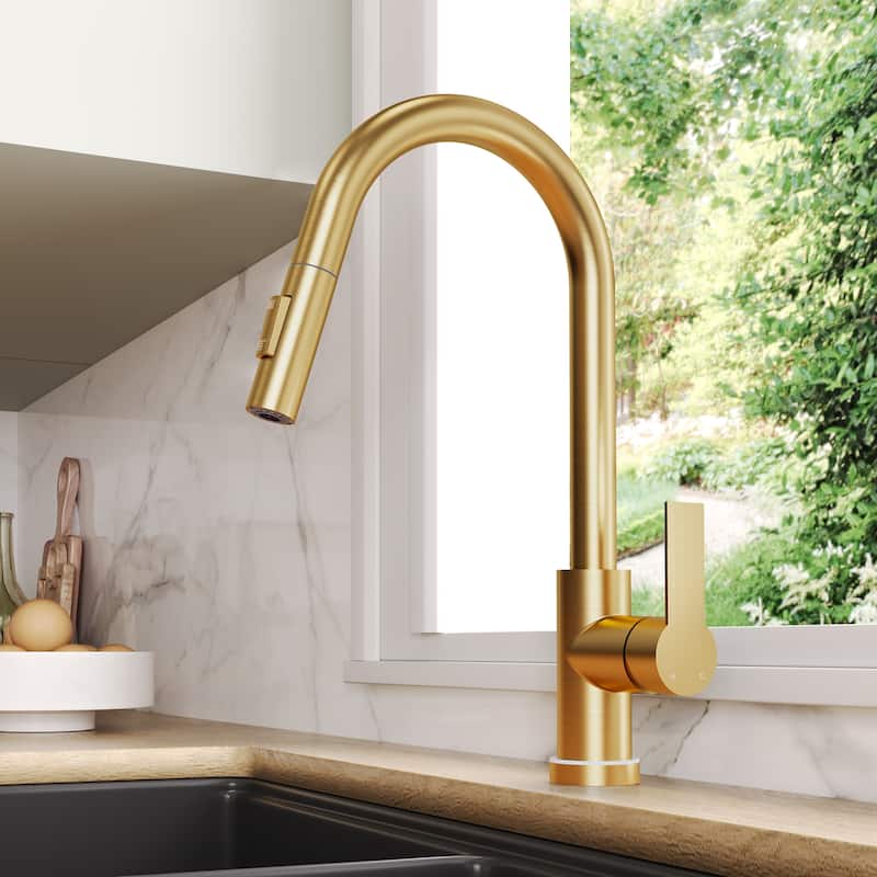 Kitchen Faucets with Pull Down Sprayer LED Single Handle High Arc Pull Out Kitchen Faucet Kitchen Sink Faucet