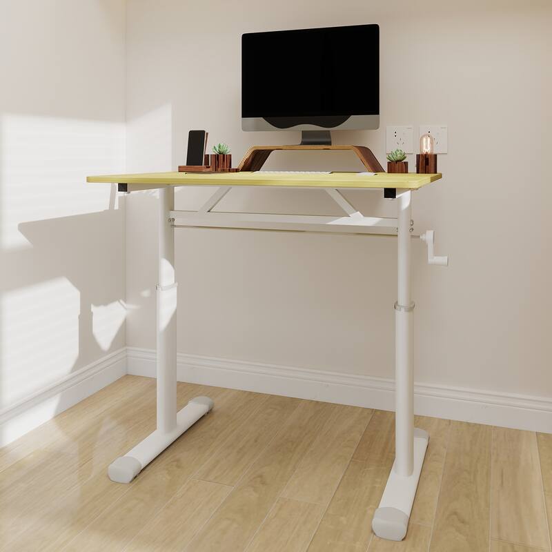 Adjustable Study Desk for Kids & Adults - Height-Adjustable, Multi-Purpose Home/Office Desk, Compact Design - Wood