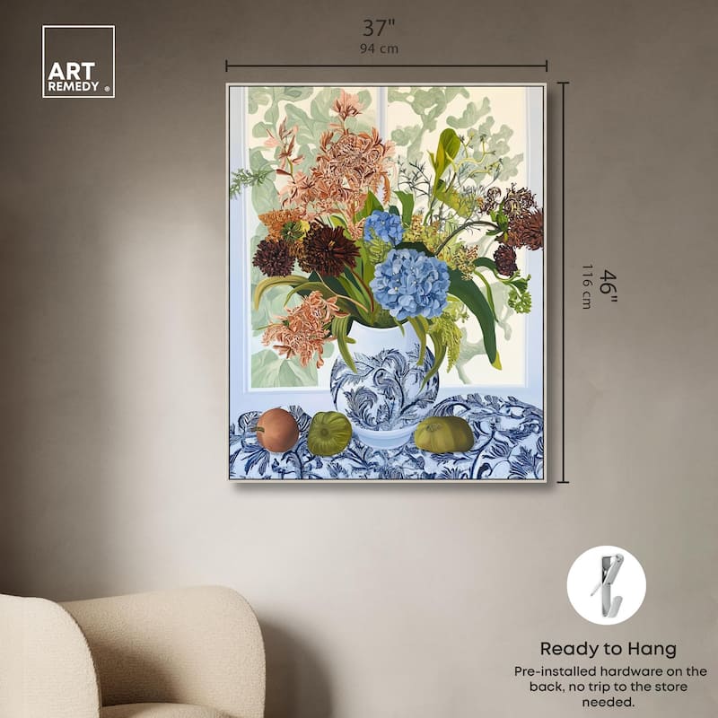 Blue Vase Bounty Canvas by Art Remedy
