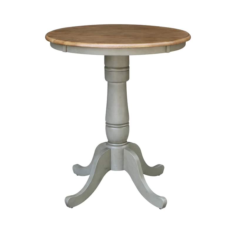 30" Round Top Pedestal Table - Hickory/Stone - Counter Height - Distressed Hickory/Stone