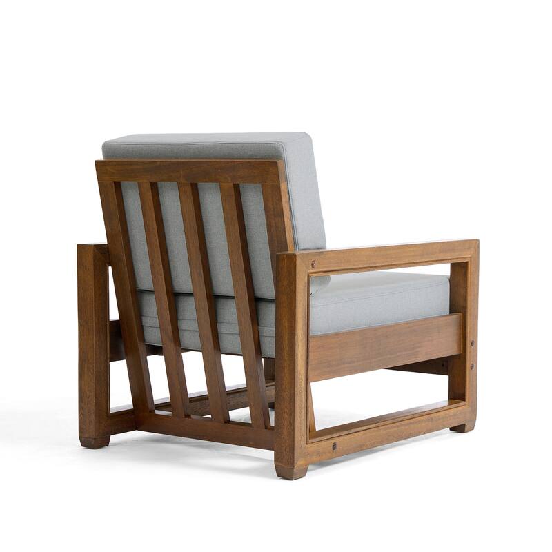 Patio Teak Wood Outdoor Arm Chair with Cushion