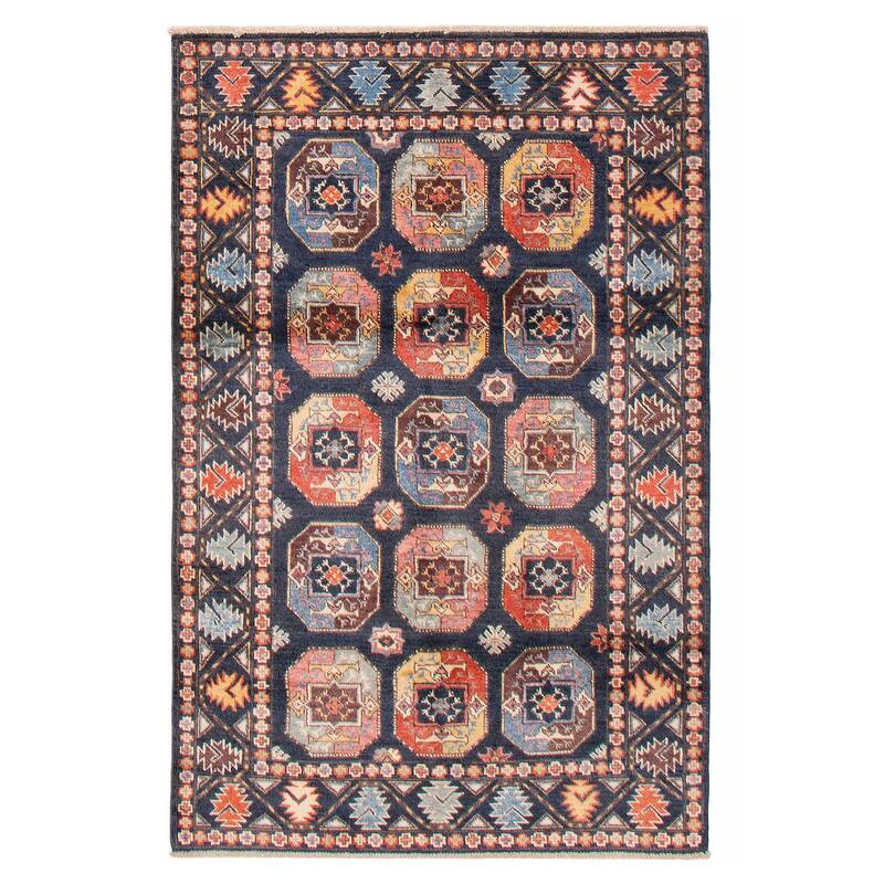 ECARPETGALLERY Hand-knotted Uzbek Ghazni Navy Wool Rug - 3'10 x 5'10 - Dark Navy - 3'10 x 5'10