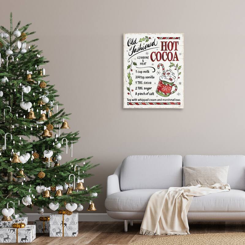 Stupell Old Fashioned Hot Cocoa Holiday Cooking Instructions Canvas Wall Art - Red