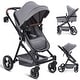 preview thumbnail 21 of 25, Convertible Baby Stroller for Toddler 1-3 Light Grey