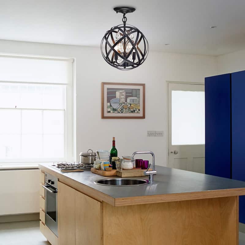 Serrato 3-Light Globe Semi-Flush Chandelier