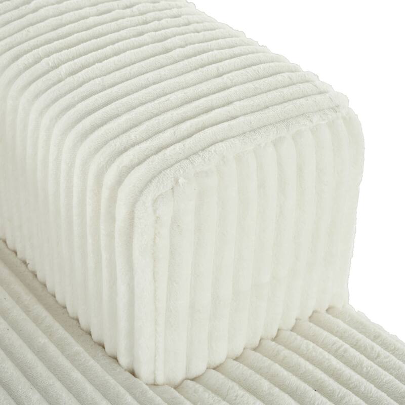 Oversized Double Chaise Lounge Sofa, Comfy Full-Compressed Sleeper Sofa Bed, Corduroy Upholstered Sofa Bed with 2 Pillows