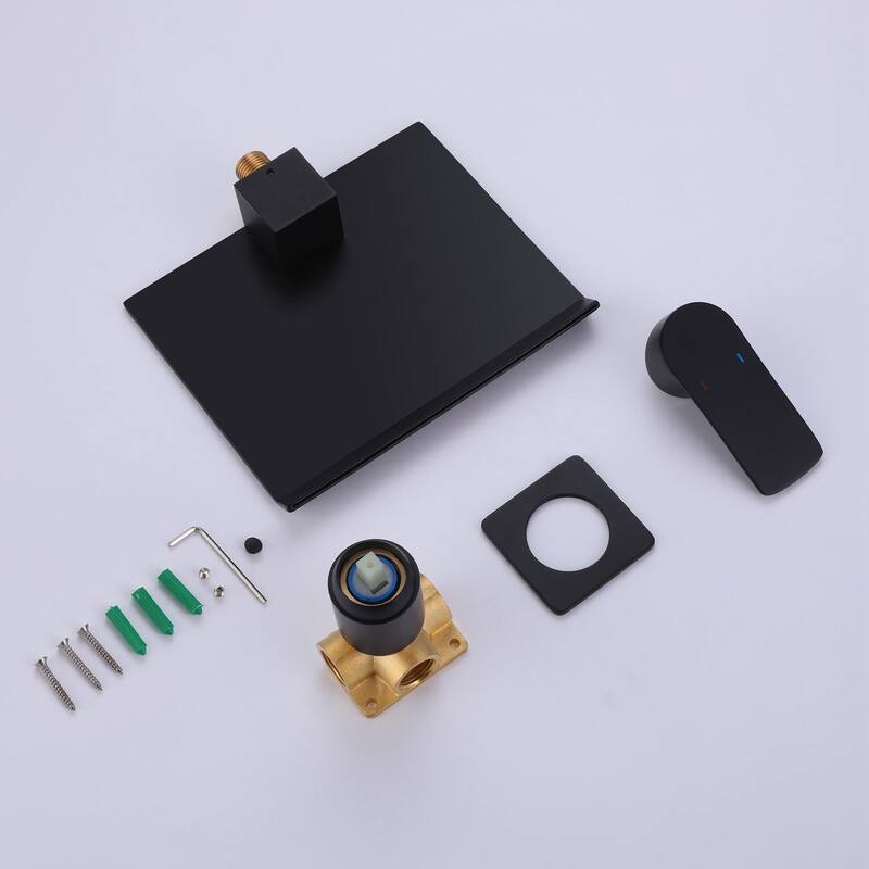 Square Double Hole Single Handle Waterfall Bathroom Basin Faucet